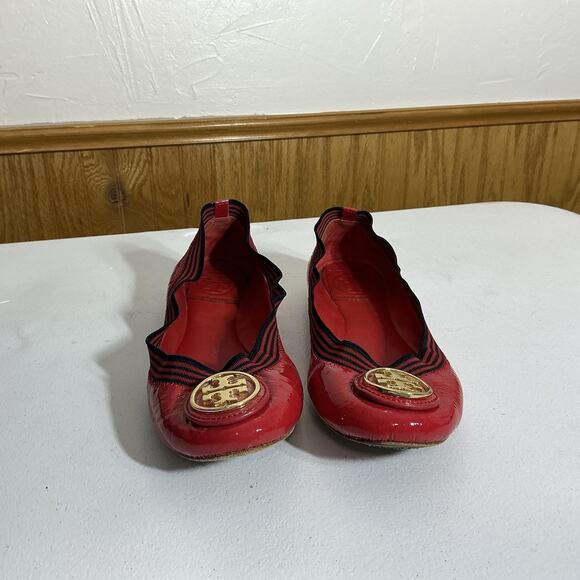 Tory Burch Caroline Ballet Flat Red Leather Size 6M - Picture 15 of 15
